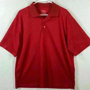 PGA Tour Men’s Polo Size XL Red Polyester Short Sleeves Christmas Golf Casual